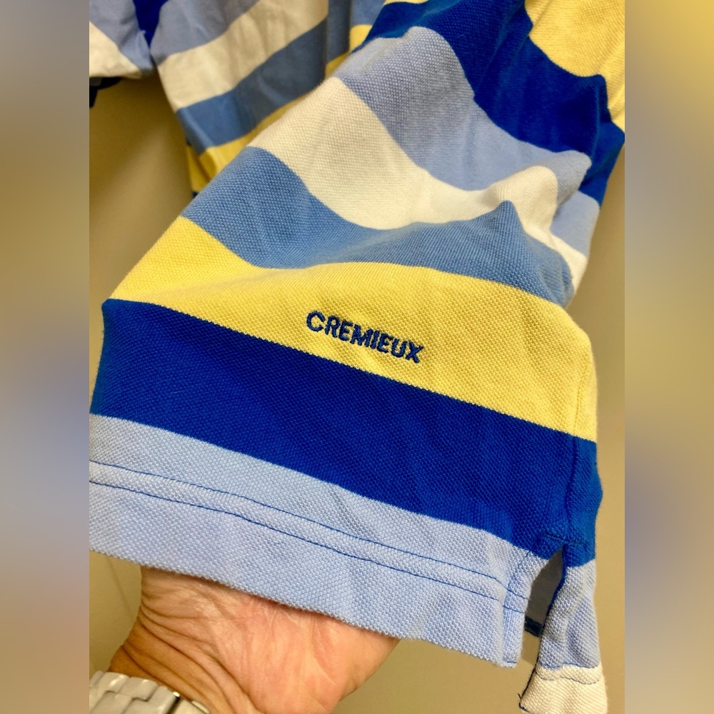 Daniel Cremieux Mens Short Sleeve Polo Shirt Size XL Blue/Yellow/White Stripe - Picture 3 of 5